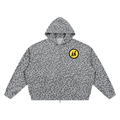 Unisex Leopard Print Waffle Full Zip Hoodie