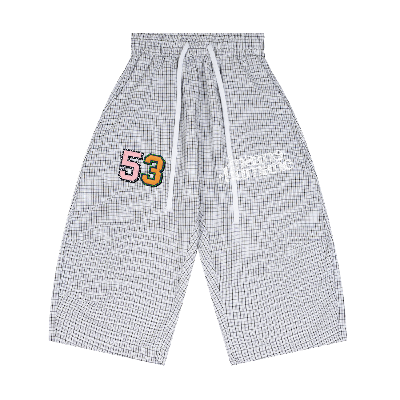 Unisex Plaid Loose Capri Shorts