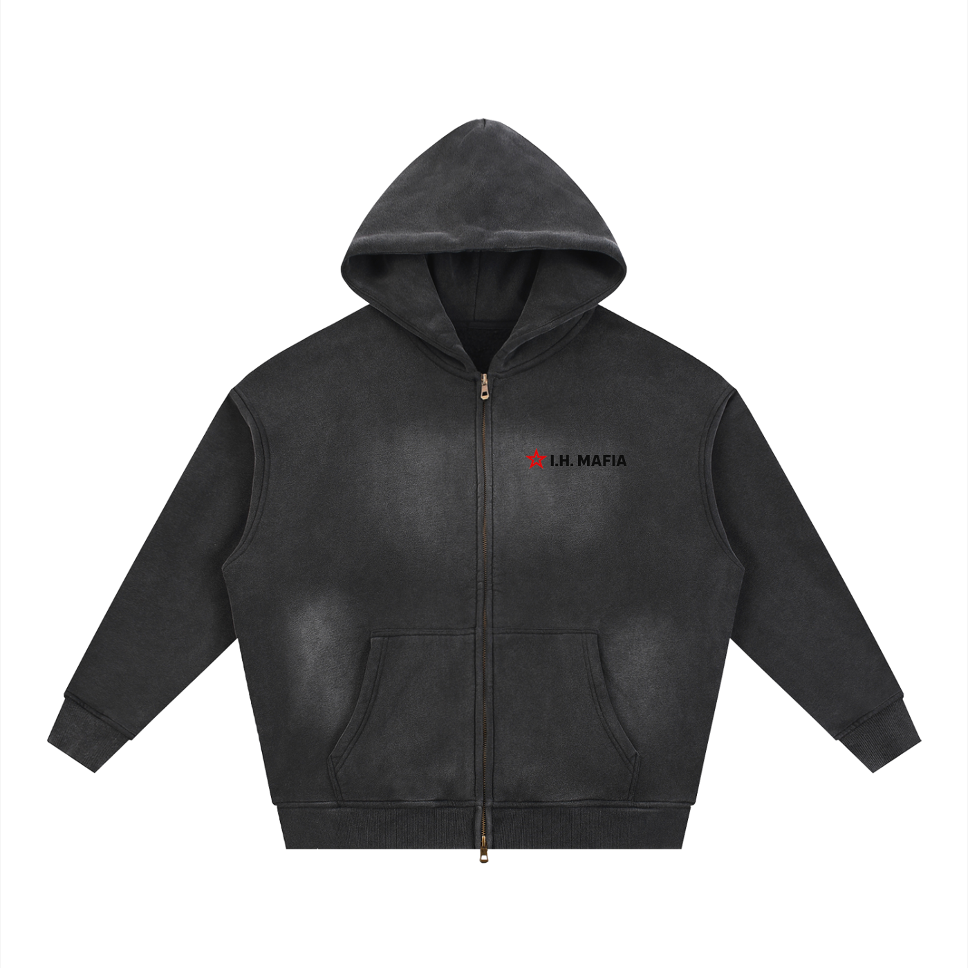 Sunfade Two-way Zipper Boxy Fleece Hoodie