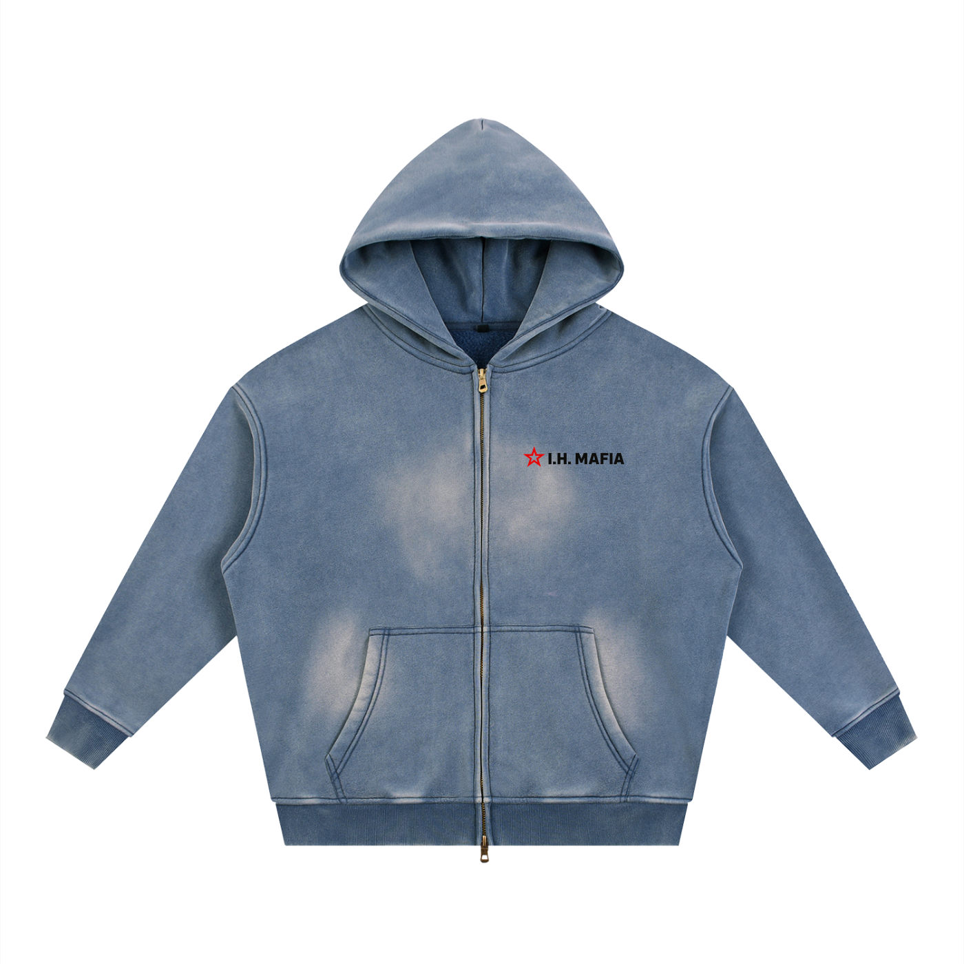 Sunfade Two-way Zipper Boxy Fleece Hoodie