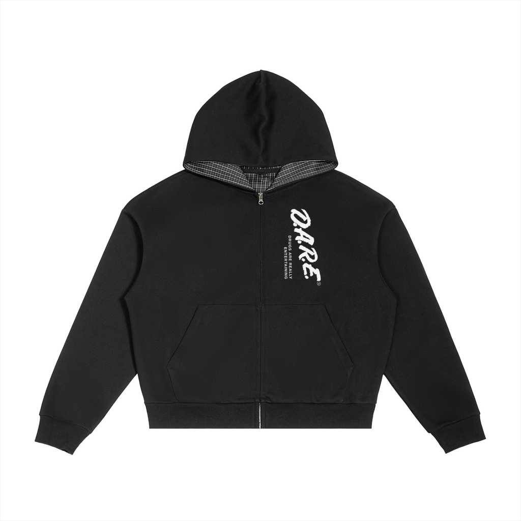 DARE Plaid Boxy Zip Up
